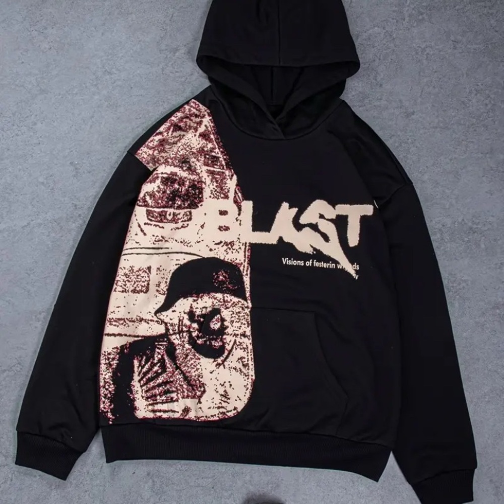 Black “Blast” Graphic Hoodie vintage designer graphical hoodie